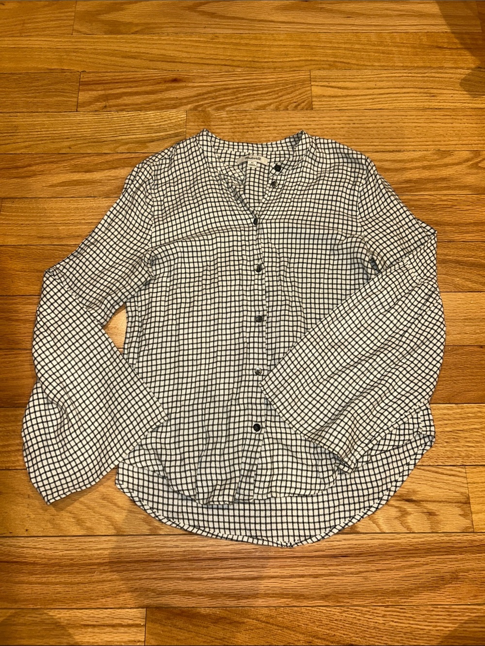 Madewell White and Black Grid Button-Down Shirt